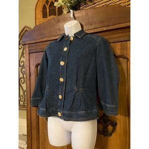 ColdWater Creek Womens Blue Jean Jacket NWOT Size 8 Quarter Sleeves